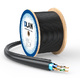 F/UTP Cat5e PE 4x2x0,50 с тросом медный чёрный внешний кабель витая пара DLAN